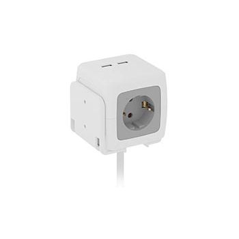 Πολύμπριζο κύβος 4 θέσεων και 2xUSB